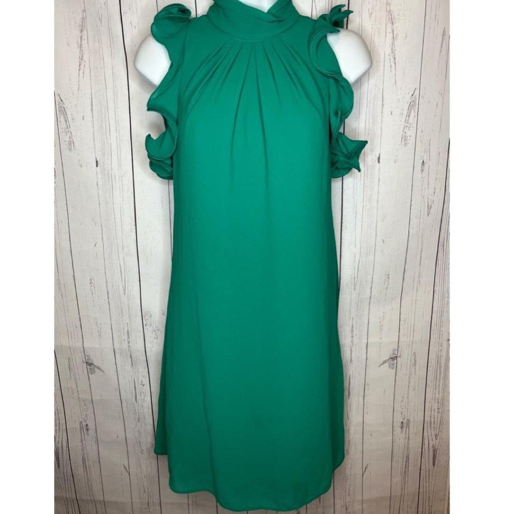 Vince Camuto Green Ruffled Mini Dress
